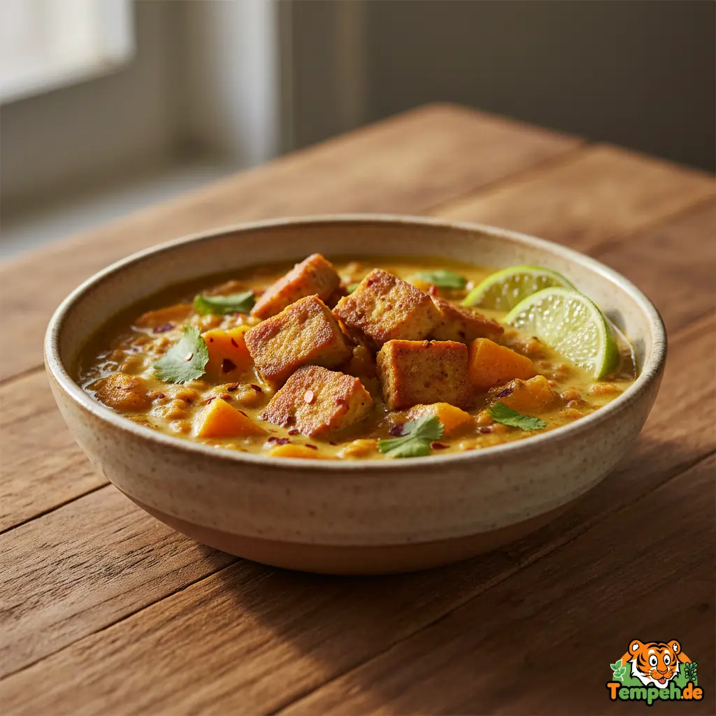Tempeh-Süßkartoffel-Linsen-Curry mit Kokos und Limette