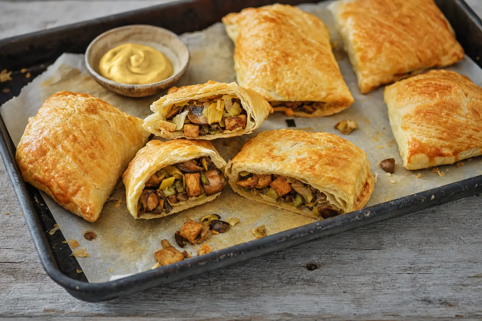 Tempeh in Blätterteig: herzhafte Taschen aus dem Ofen